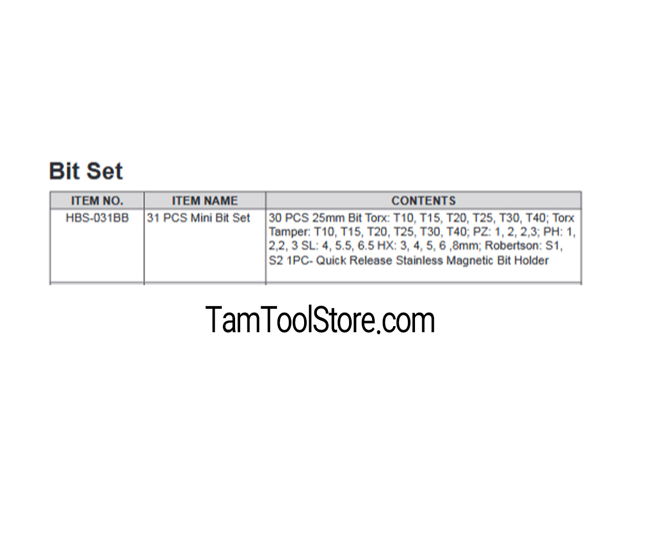 ست بیت مینی 31 عددی مدل HBS-031BB با جعبه